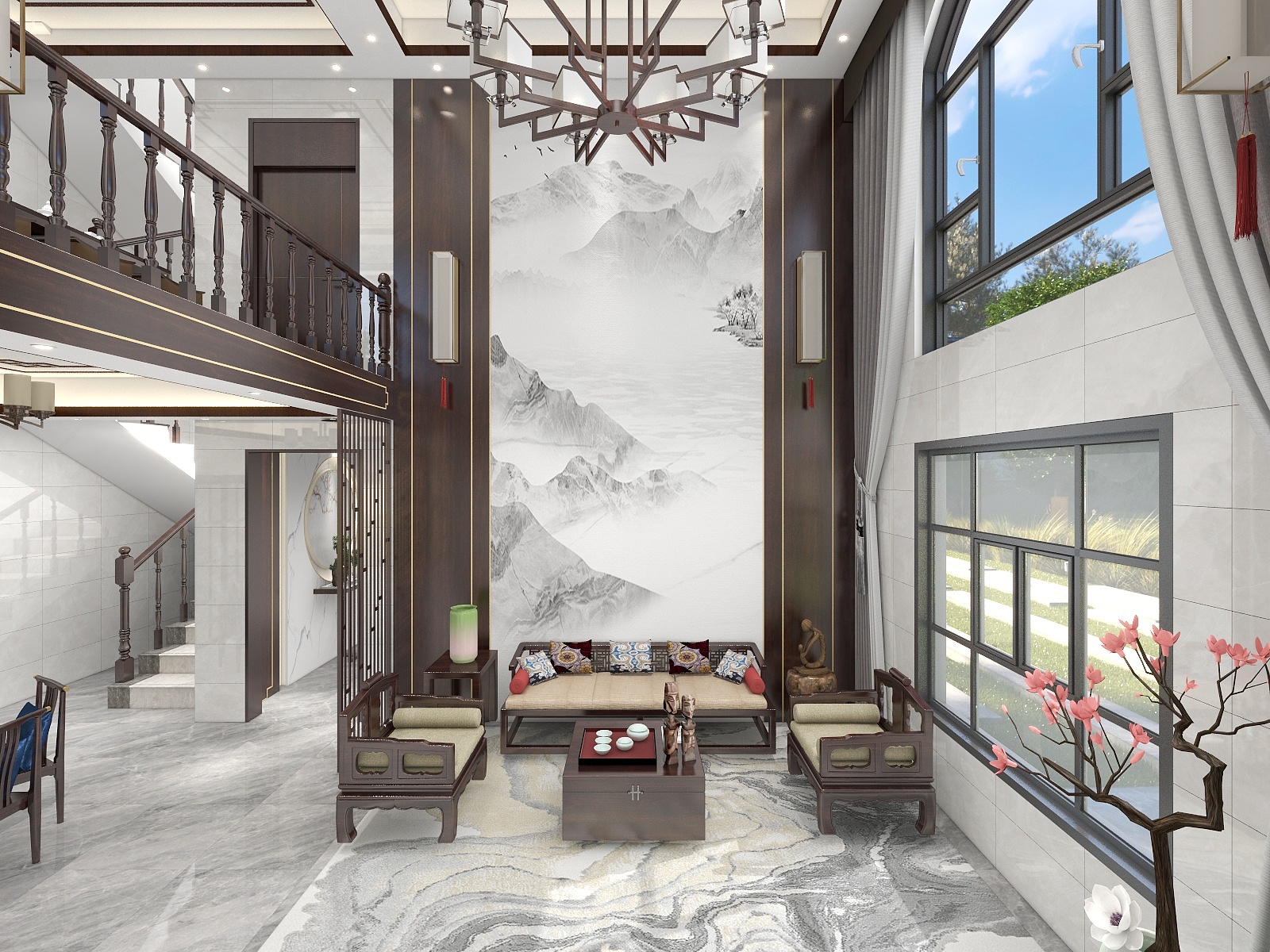 3D云设计L-中式别墅-装修设计方案