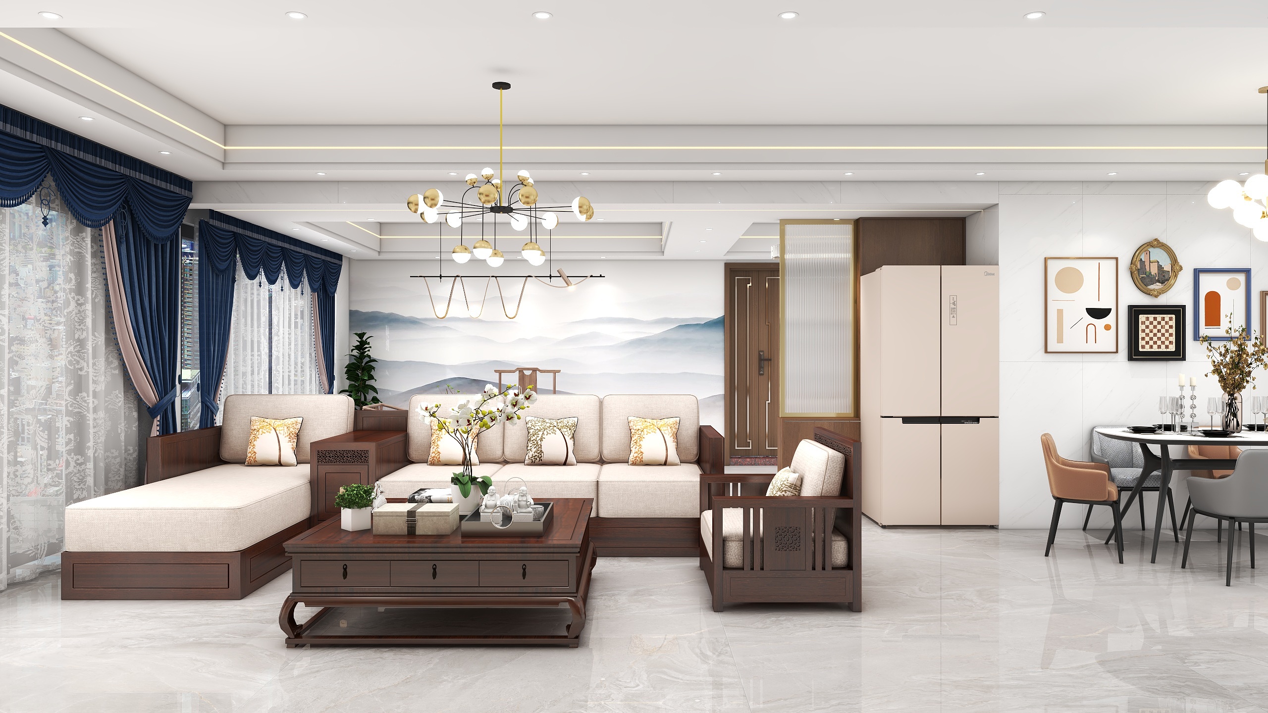 王翠丽-阳春旗峰花园-中式风格装修效果图