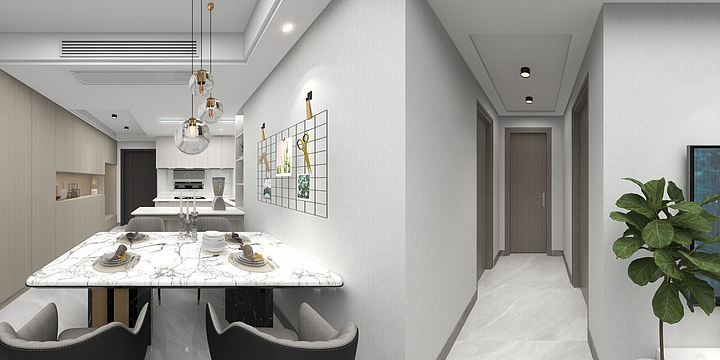 平湖龙匠1-85㎡3室世贸-装修设计方案