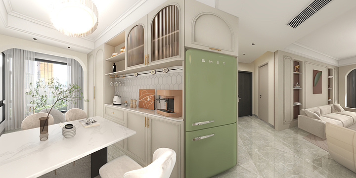 刘宁qDuU-国尊府147户型半奶油风-装修设计方案