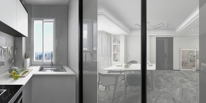 丶鸣-现代黑白灰-装修设计方案