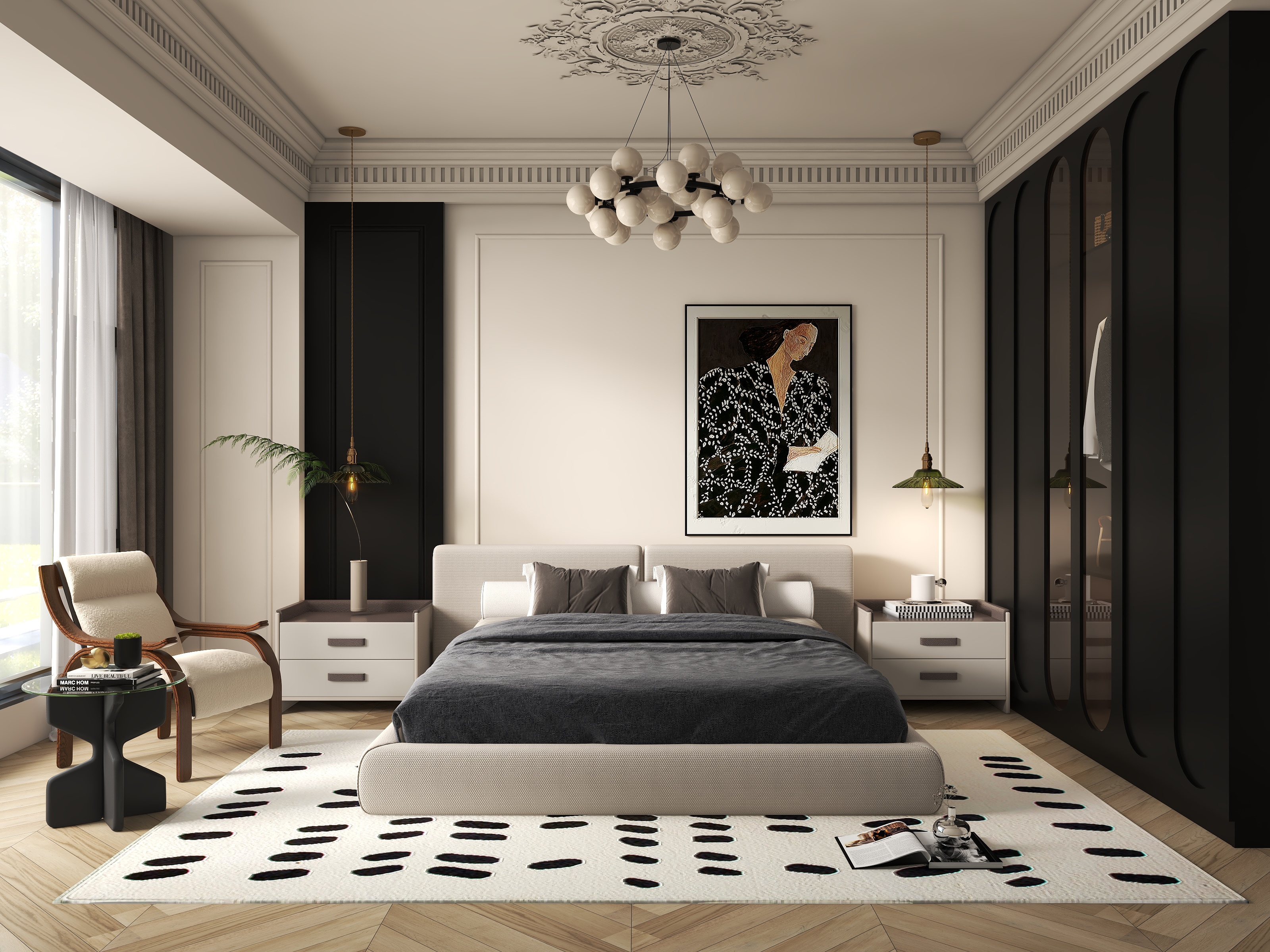 懿一创意设计-中古卧室 案例-装修设计方案