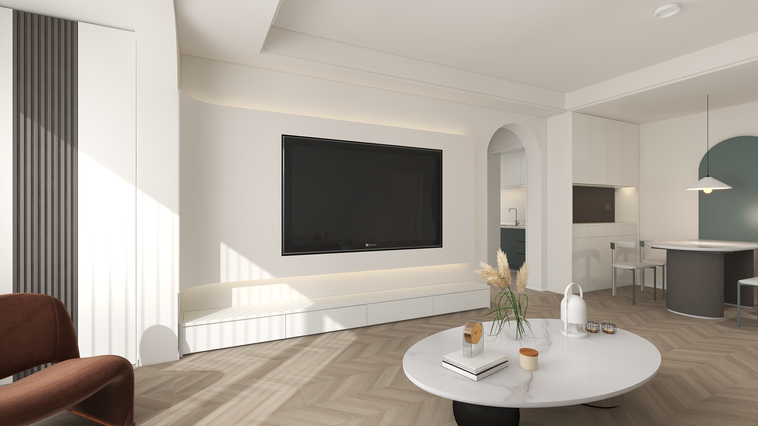 阳光cici-现代简约76m²2室|奶油极简装修效果图