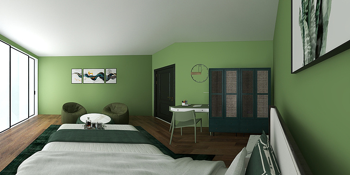 JiyaTyagi的装修设计方案:Sage Green Aesthetic Bedroom