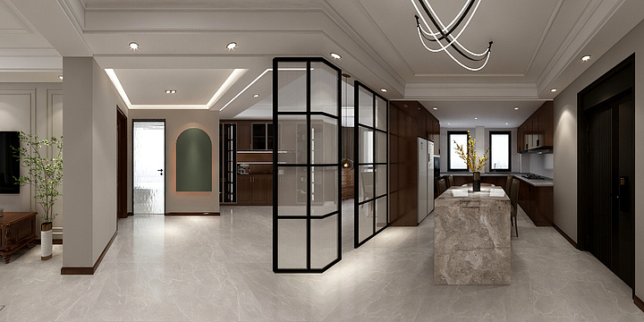 DMS设计-现代美式-118平-装修设计方案