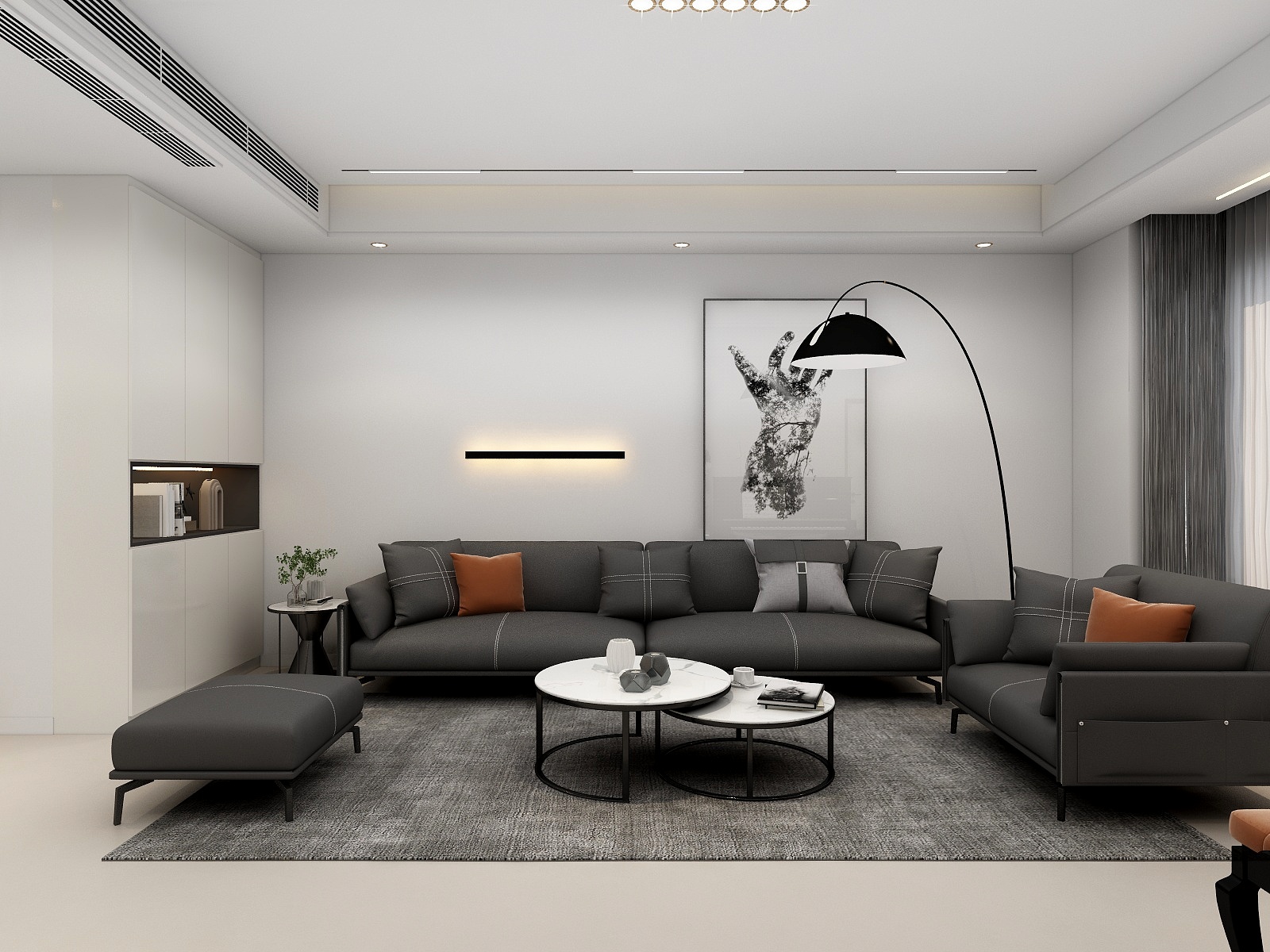 湛智华-现代简约149平5房白色系 海悦现代城装修效果图