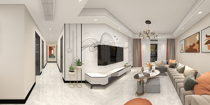 时尚自然生活-左右户型-141-装修设计方案