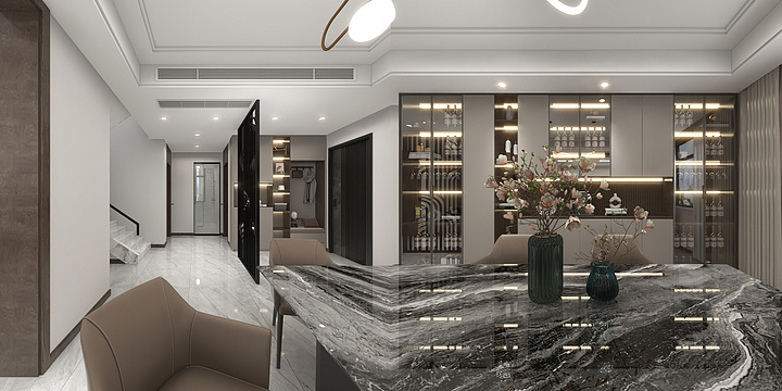 一叶设计机构-天雄公馆现代风格效果图-装修设计方案