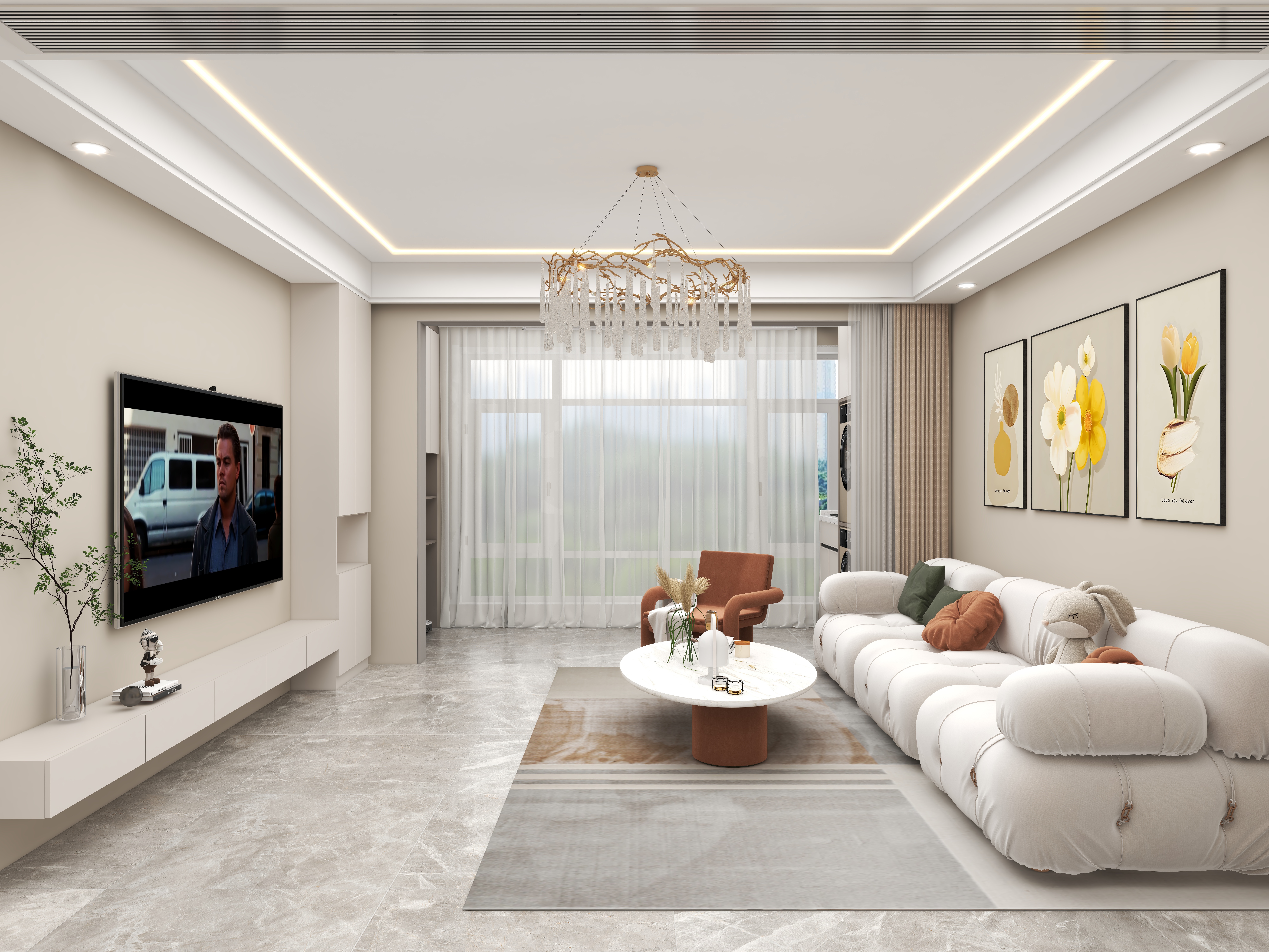 壹诺设计工作室-130㎡4室-奶油风装修效果图