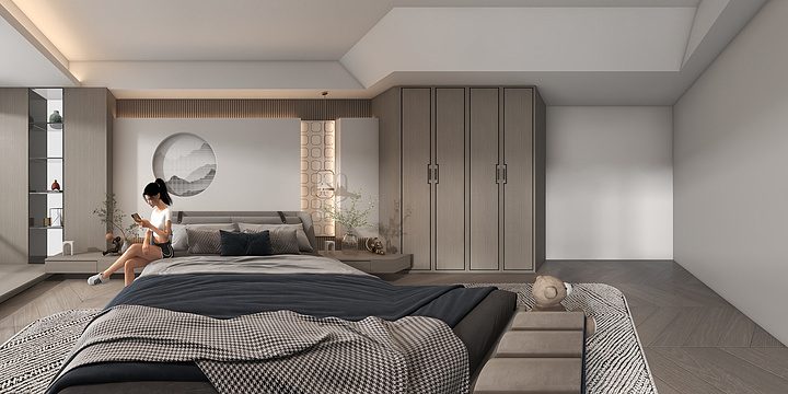 Nauhi.L-新中式卧室-装修设计方案