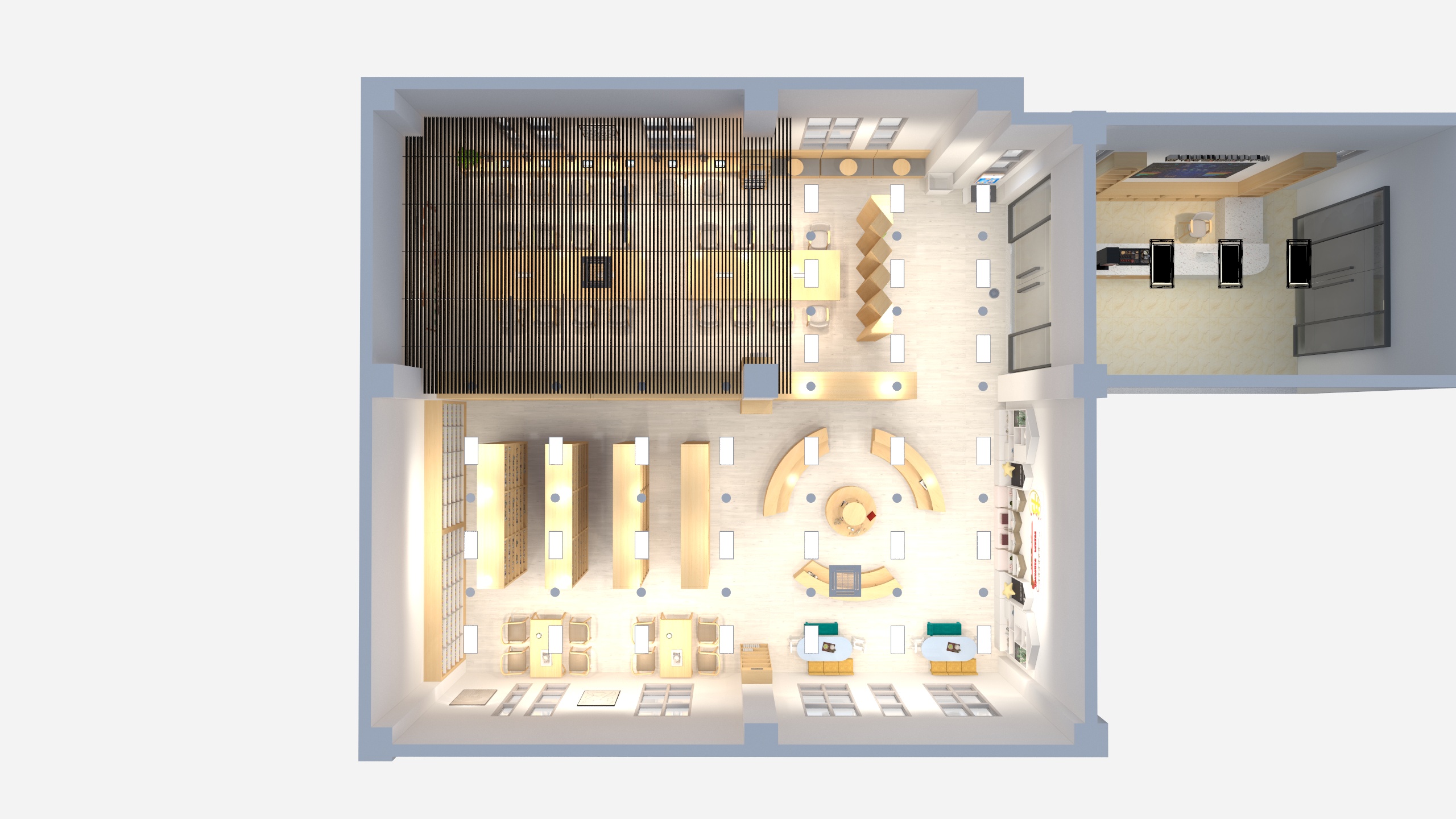 一路风光勿忘我-部队图书室-原木色-装修设计方案