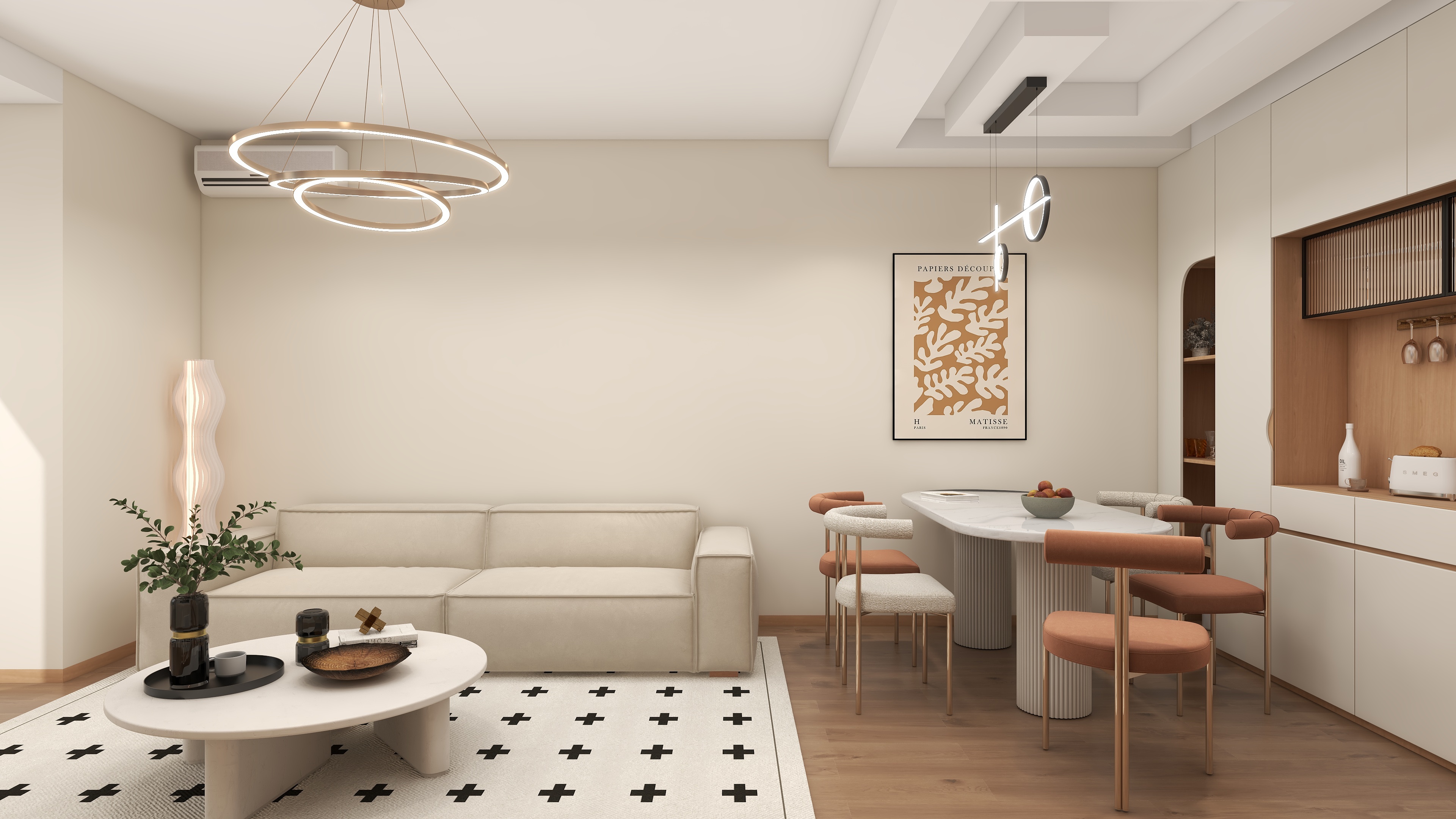 吴爽-北欧简约风格三室设计装修效果图