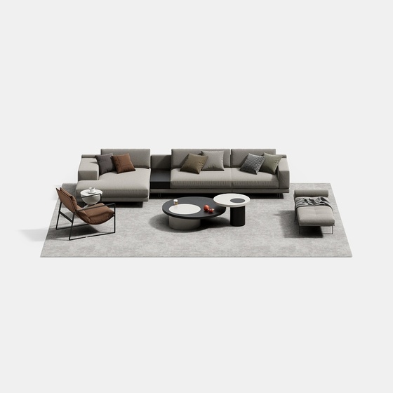 Italian Minimalist Fabric Sectional Sofa