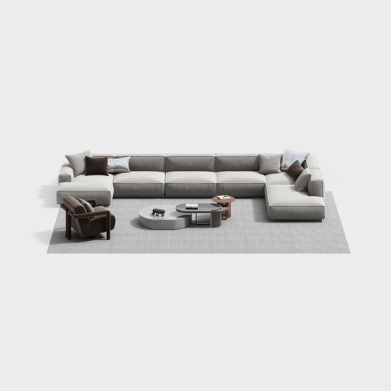 Italian Minimalist Leather Sectional Sofa