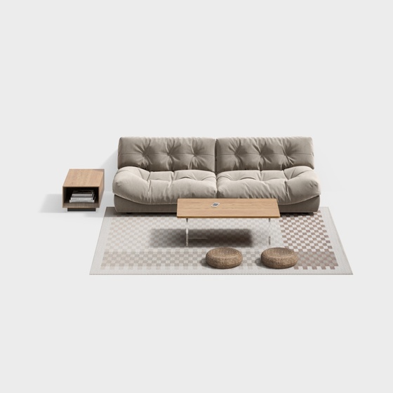 Cream Style Fabric Sectional Sofa