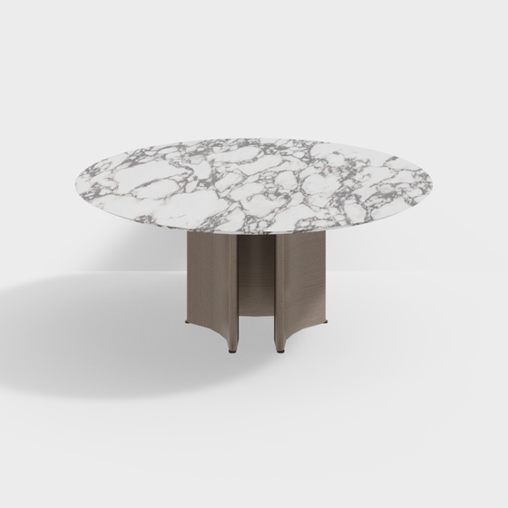 Brown Affordable Luxury Marble Round Dining Table 3D Model
