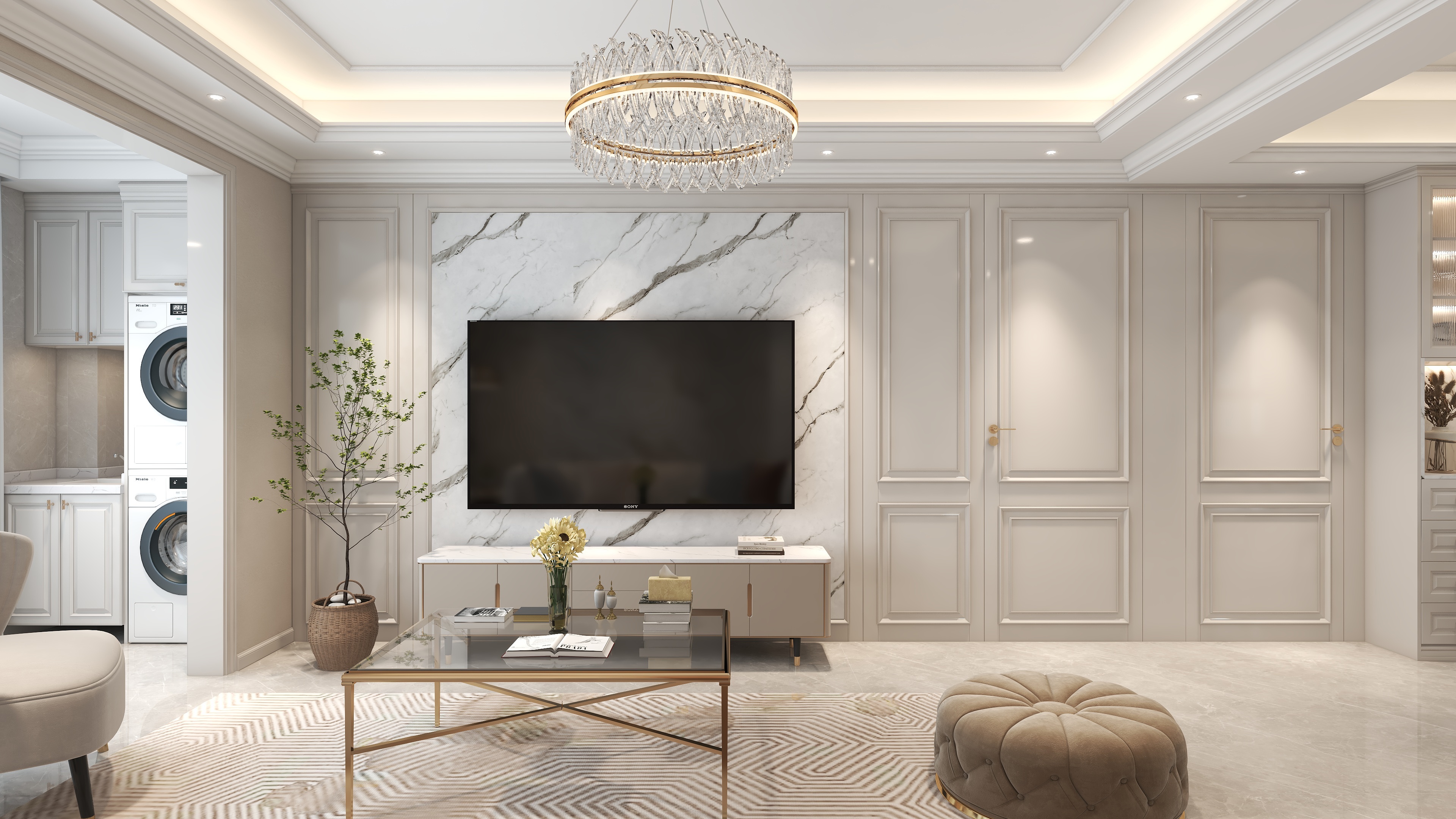 羽非设计-《一缕阳光》103平美式轻奢小三居装修效果图