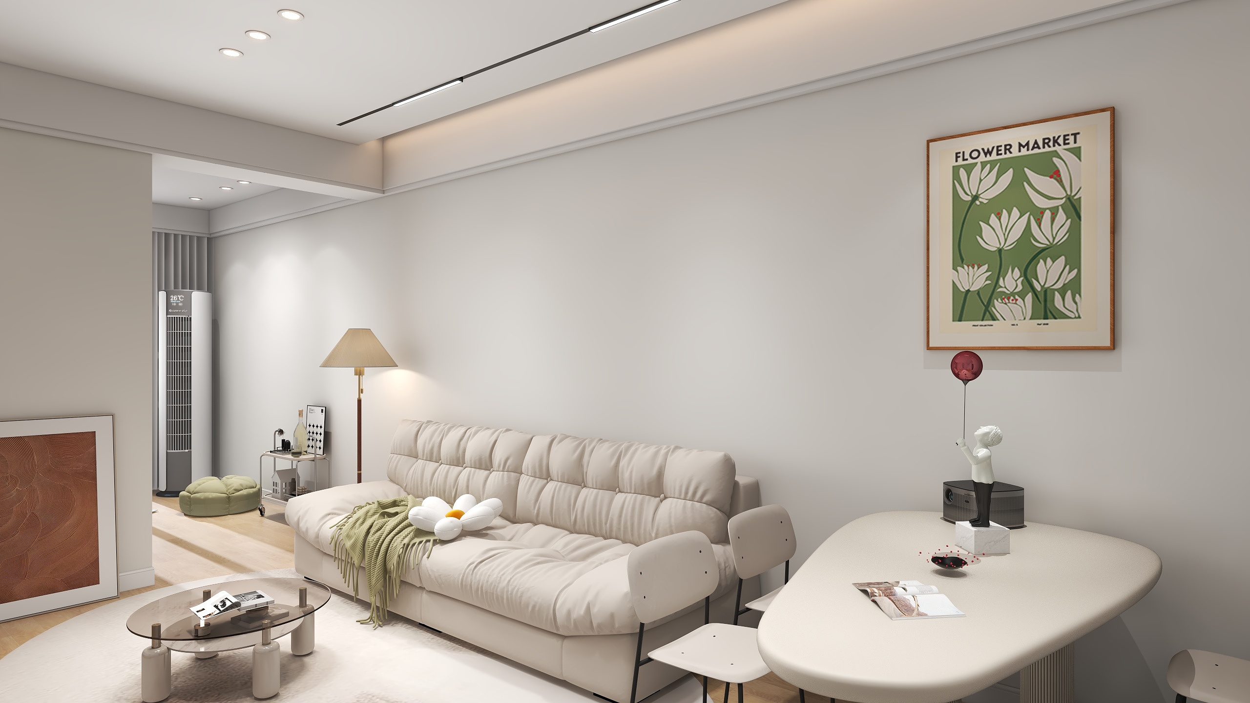 胡澜-椿樘府二期两室现代奶油系-装修设计方案