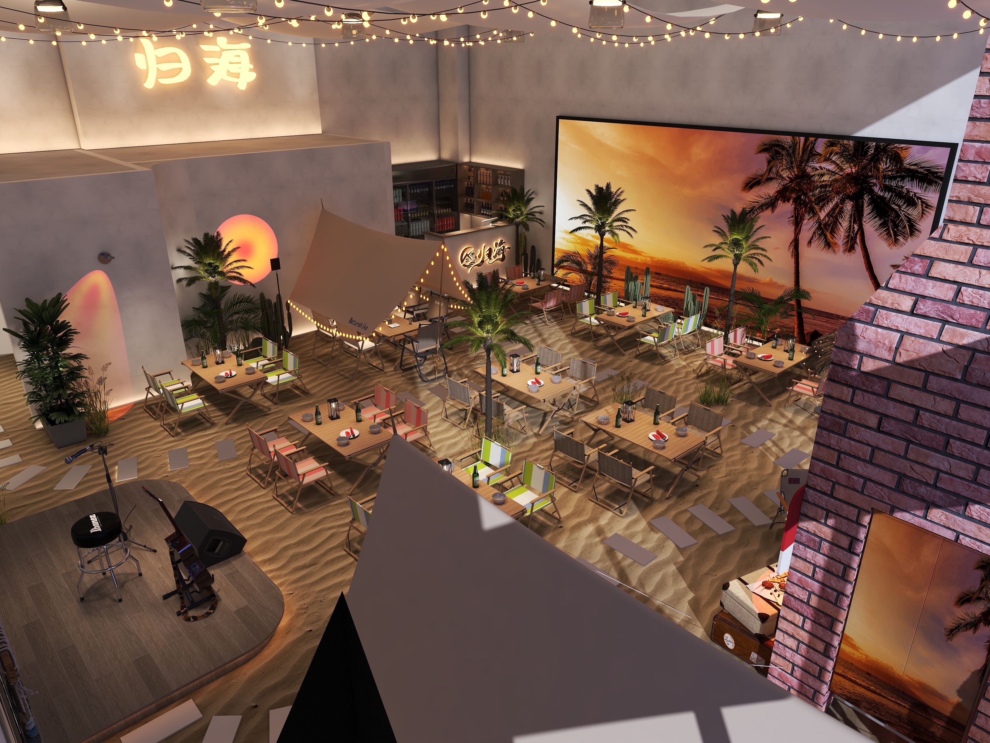 那一天多了一点的免-归海落日沙滩酒吧-装修设计方案