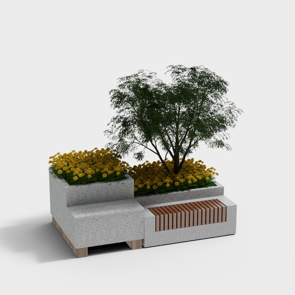 现代树池公用椅-花坛