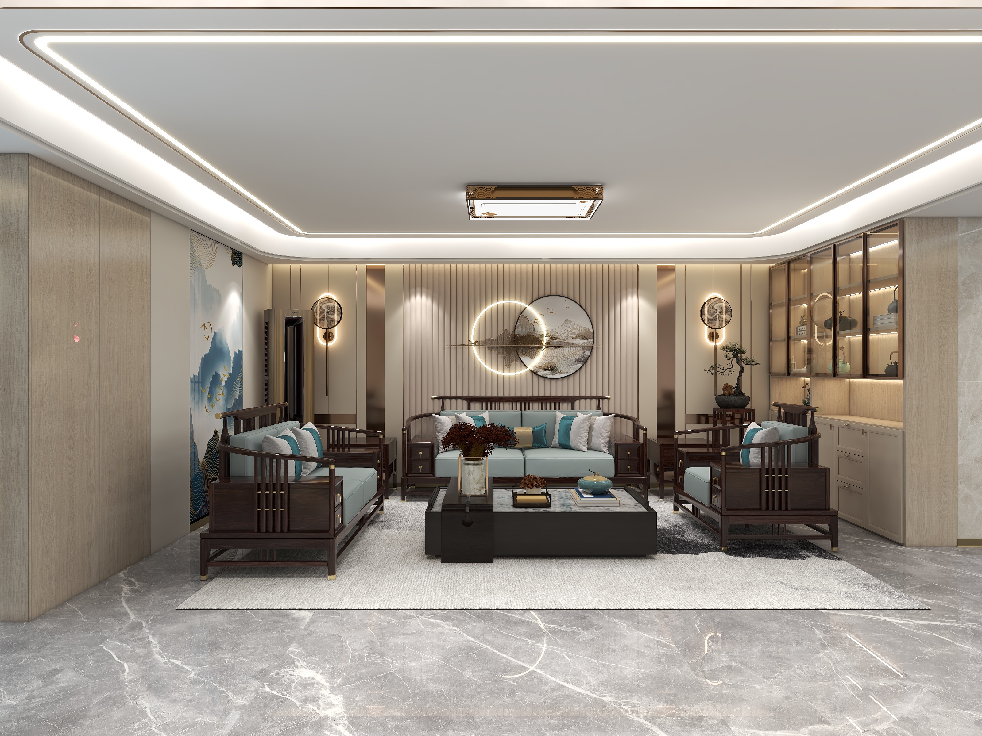 湛智华-新中式混搭风170平5房装修效果图