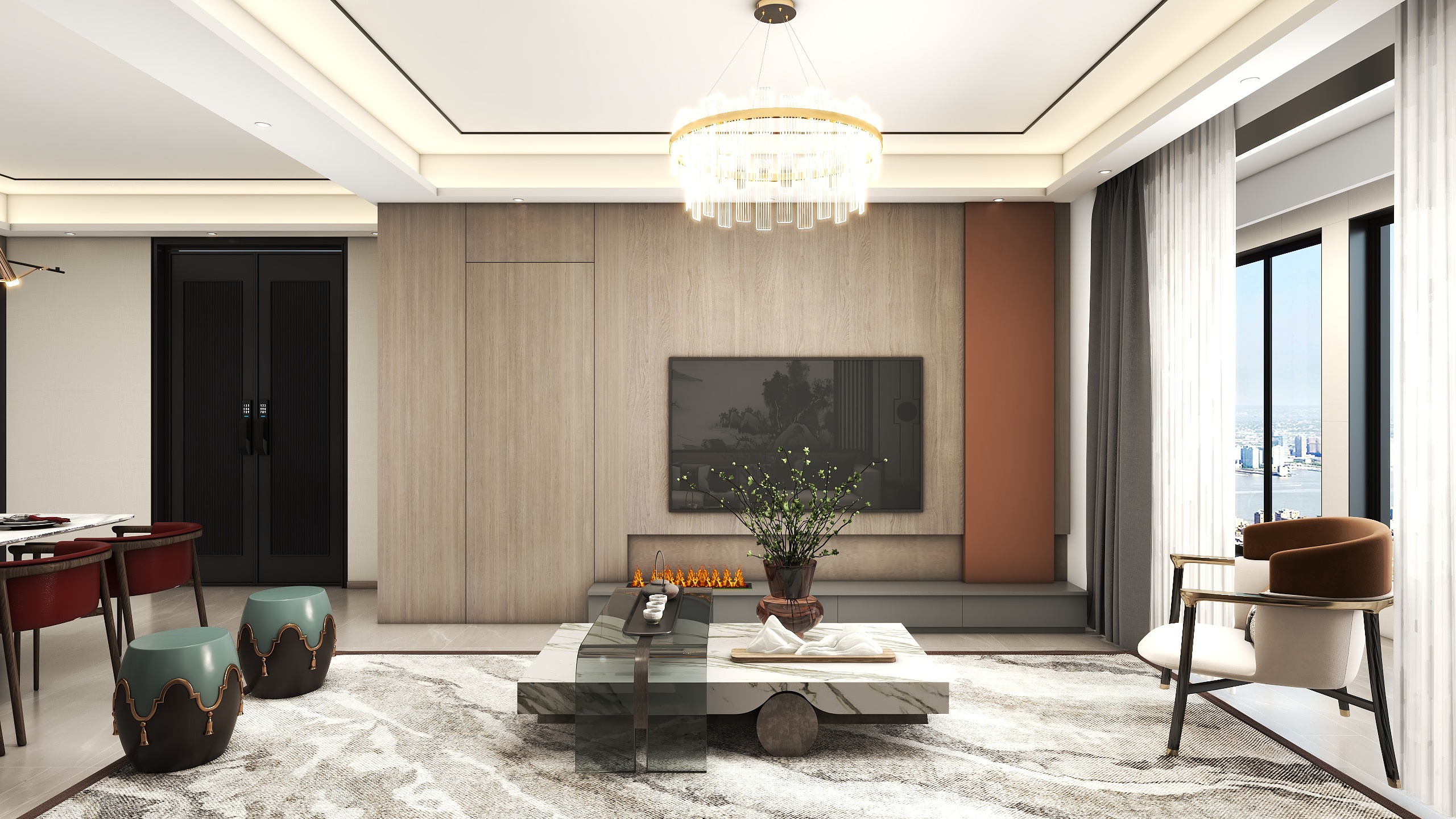 李青越-117方新中式风格四居室装修效果图