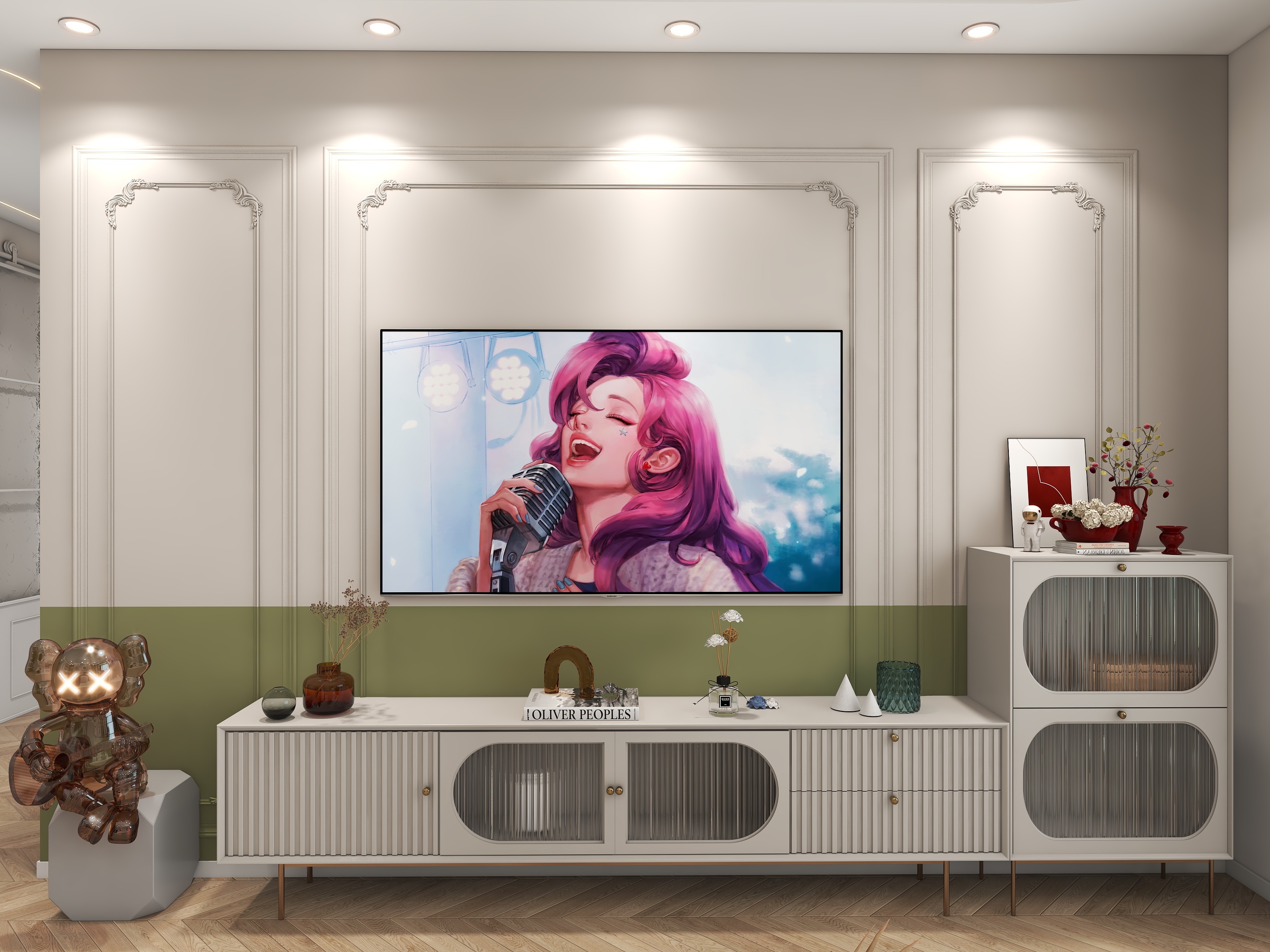 设计师一尘-「法式奶油风」—130平温柔小清新装修效果图