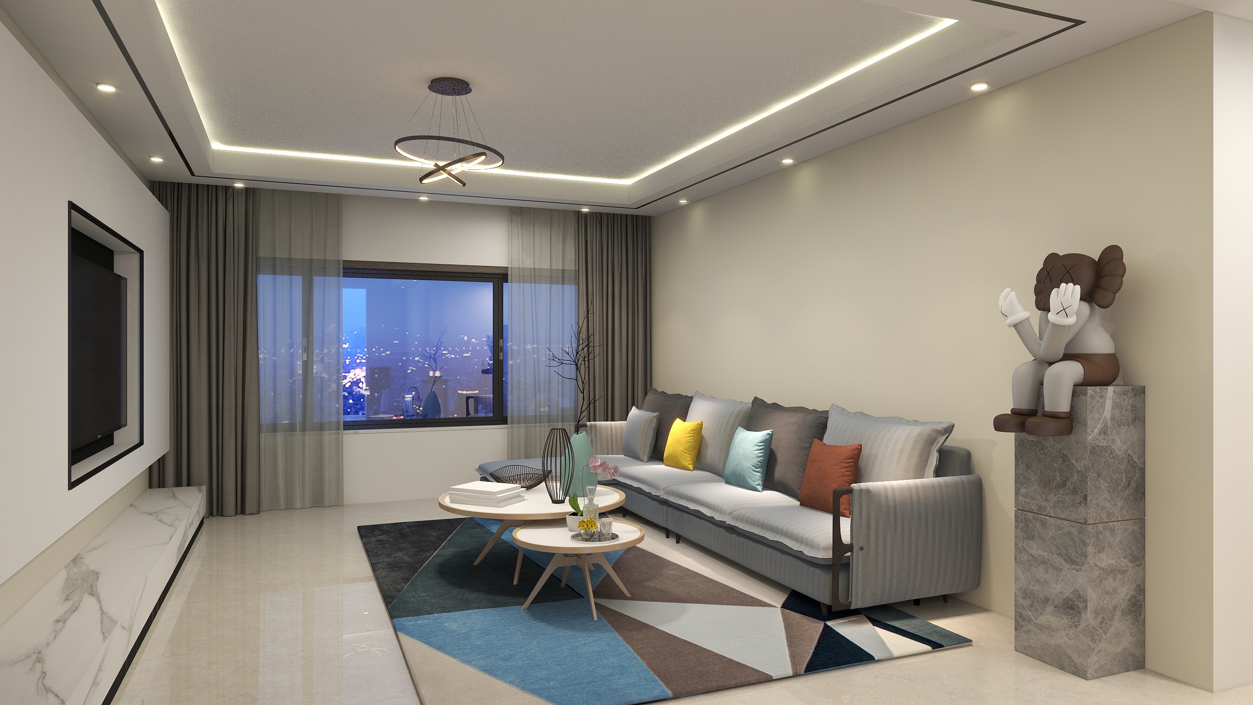 纪伯常-学府名著现代简约133㎡4室装修效果图