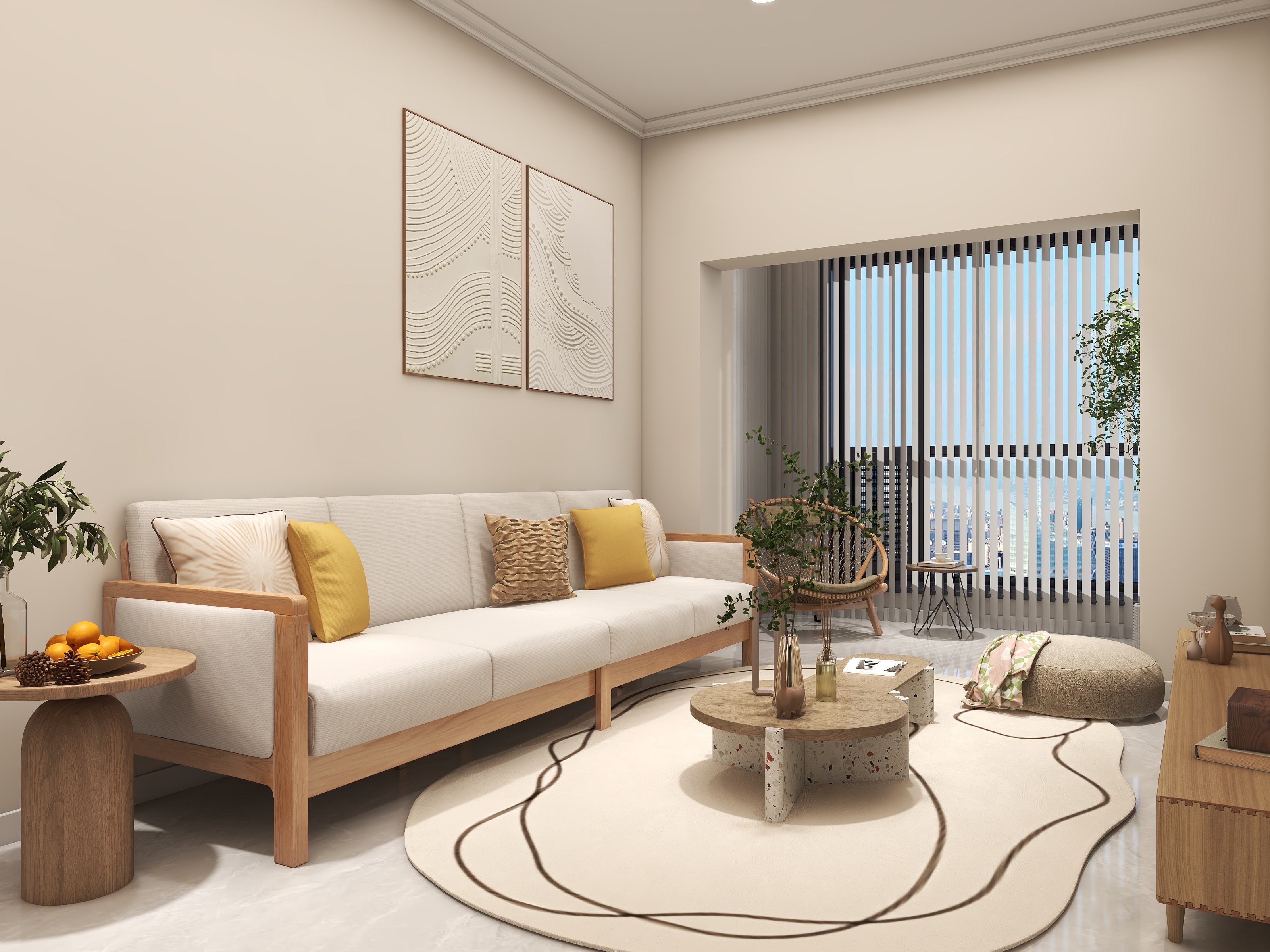 代君辉-天府理想城66㎡2室装修效果图