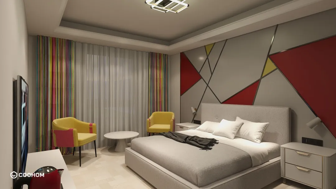 Sofia Hotel的装修设计方案:one of the sample room designs in the Sofia hotel