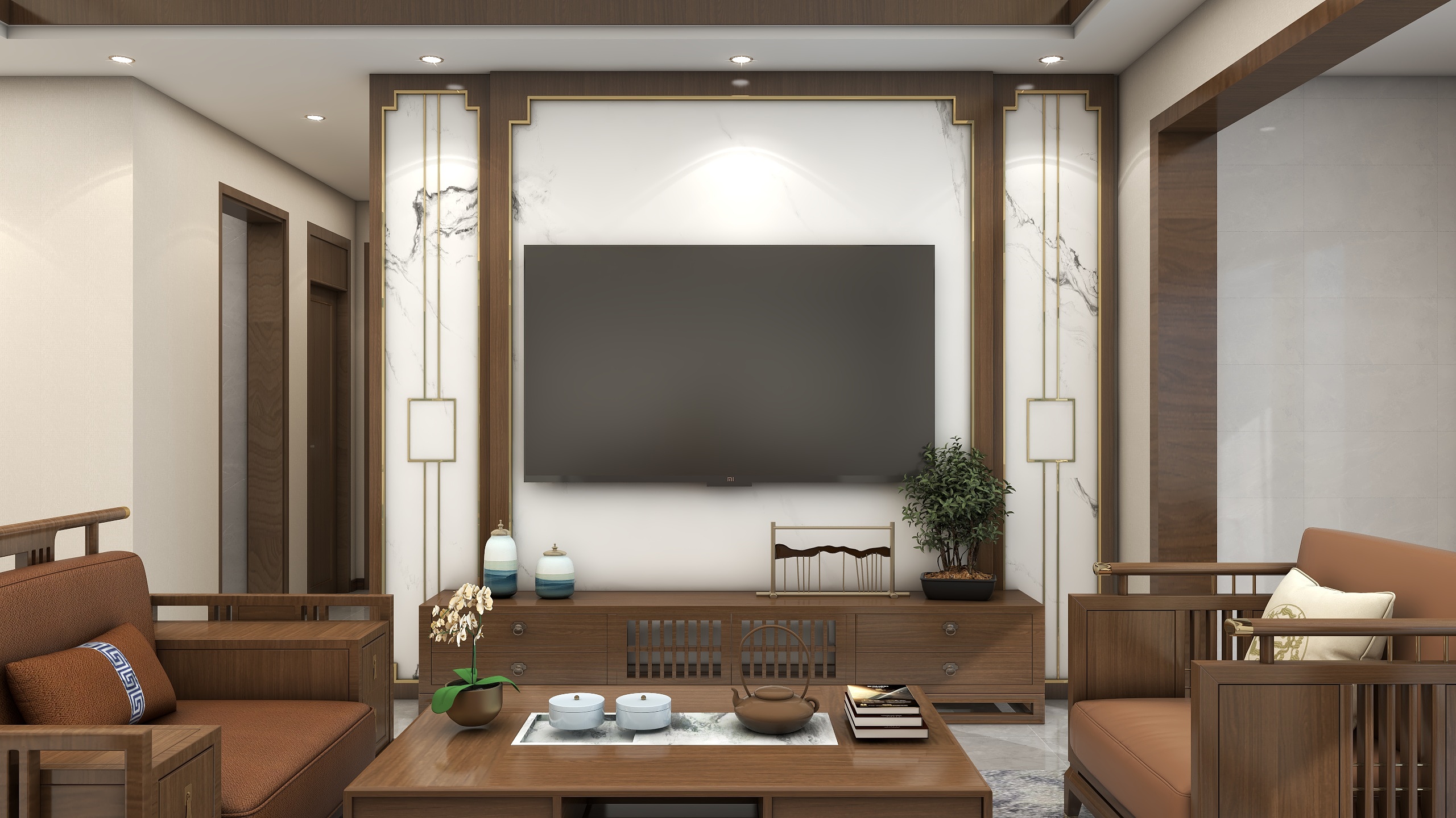 星空设计500-203㎡新中式3室装修效果图