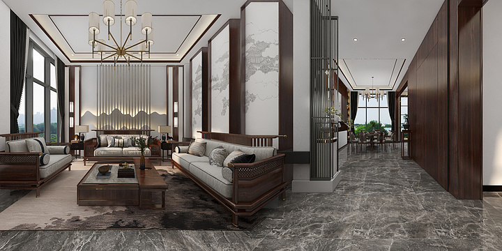 宋设计个人号-现代新中式 水墨背景墙-意境满满-装修设计方案