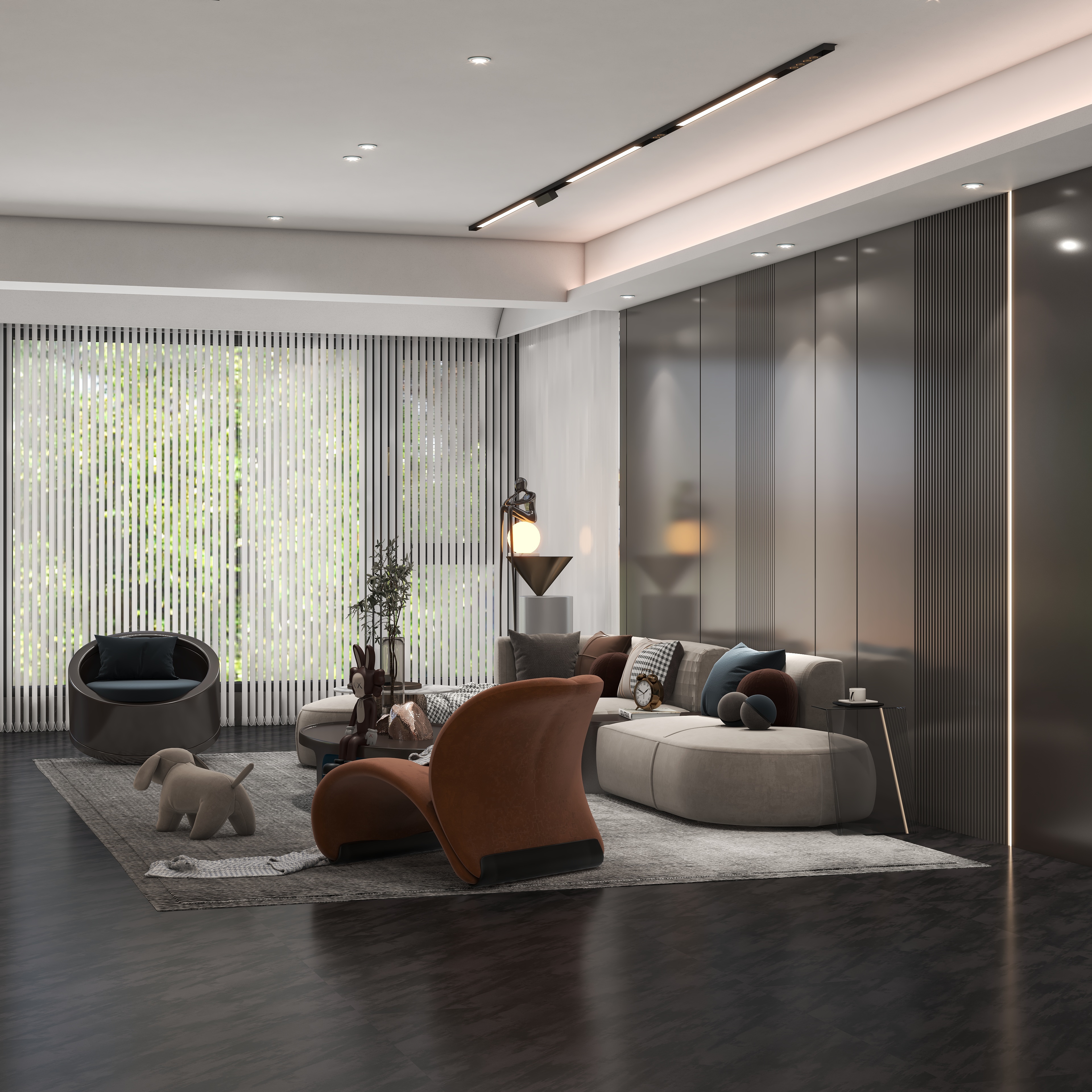 邹偕毓-紫宸240㎡4室-大平层- 黑暗系装修效果图