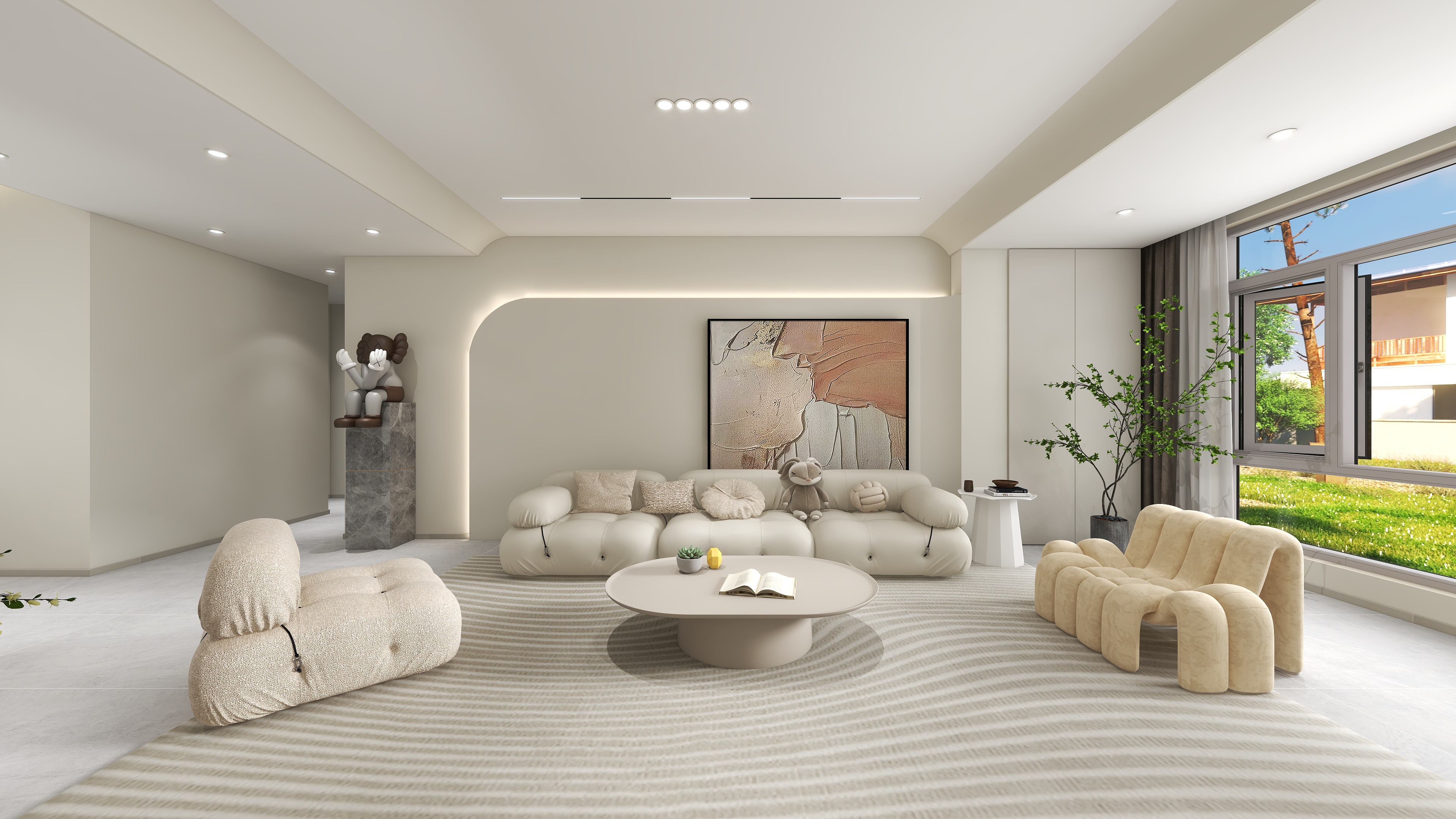 努力画图的小许-奶油135㎡4室装修效果图