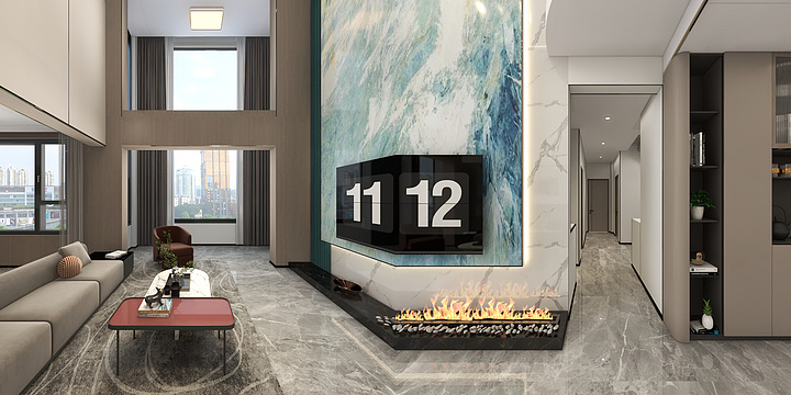 南宁盛福ofxc-朱总*现代.楼中楼.客餐厅.圆弧顶-装修设计方案