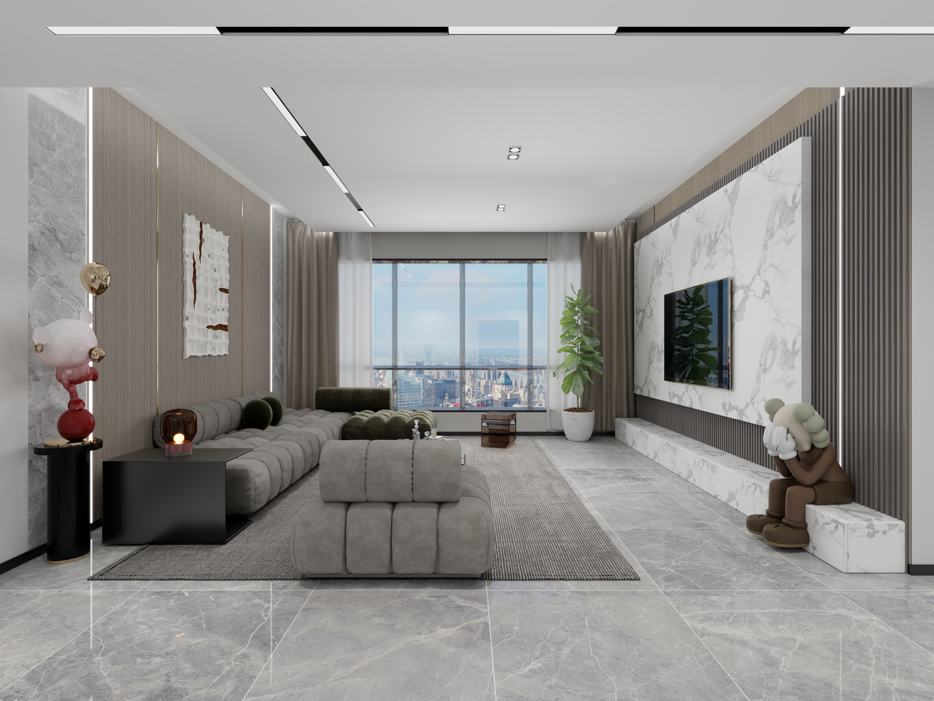 圆梦设计-碧桂园现代简约188㎡1室装修效果图