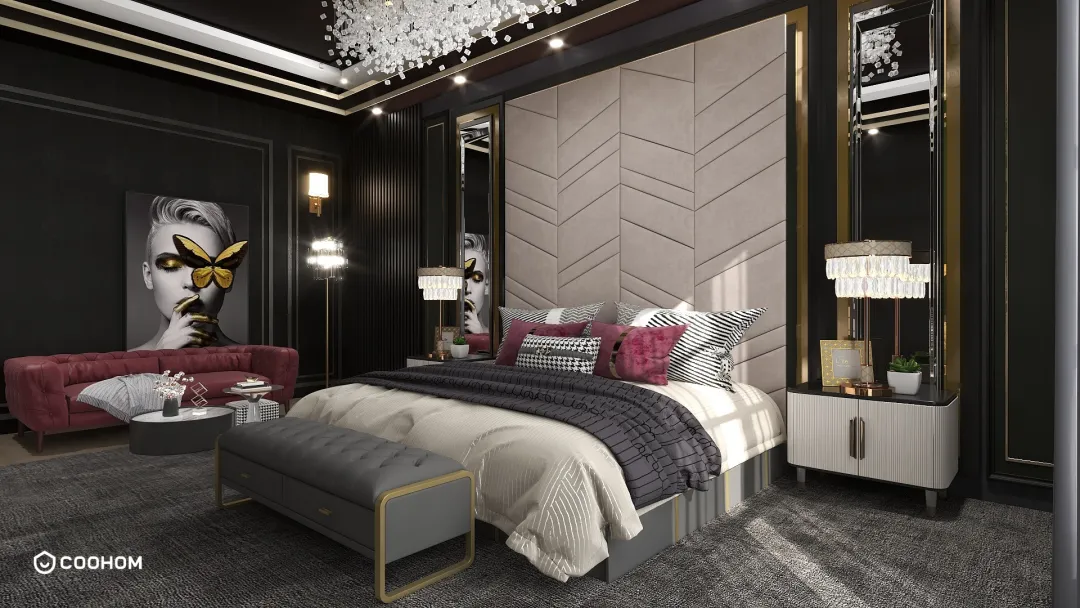 NoormArcInterioR的装修设计方案:Luxury Bedroom Hollywood Inspired