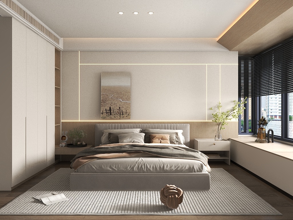 南风全案空间设计-现代极简卧室-装修设计方案