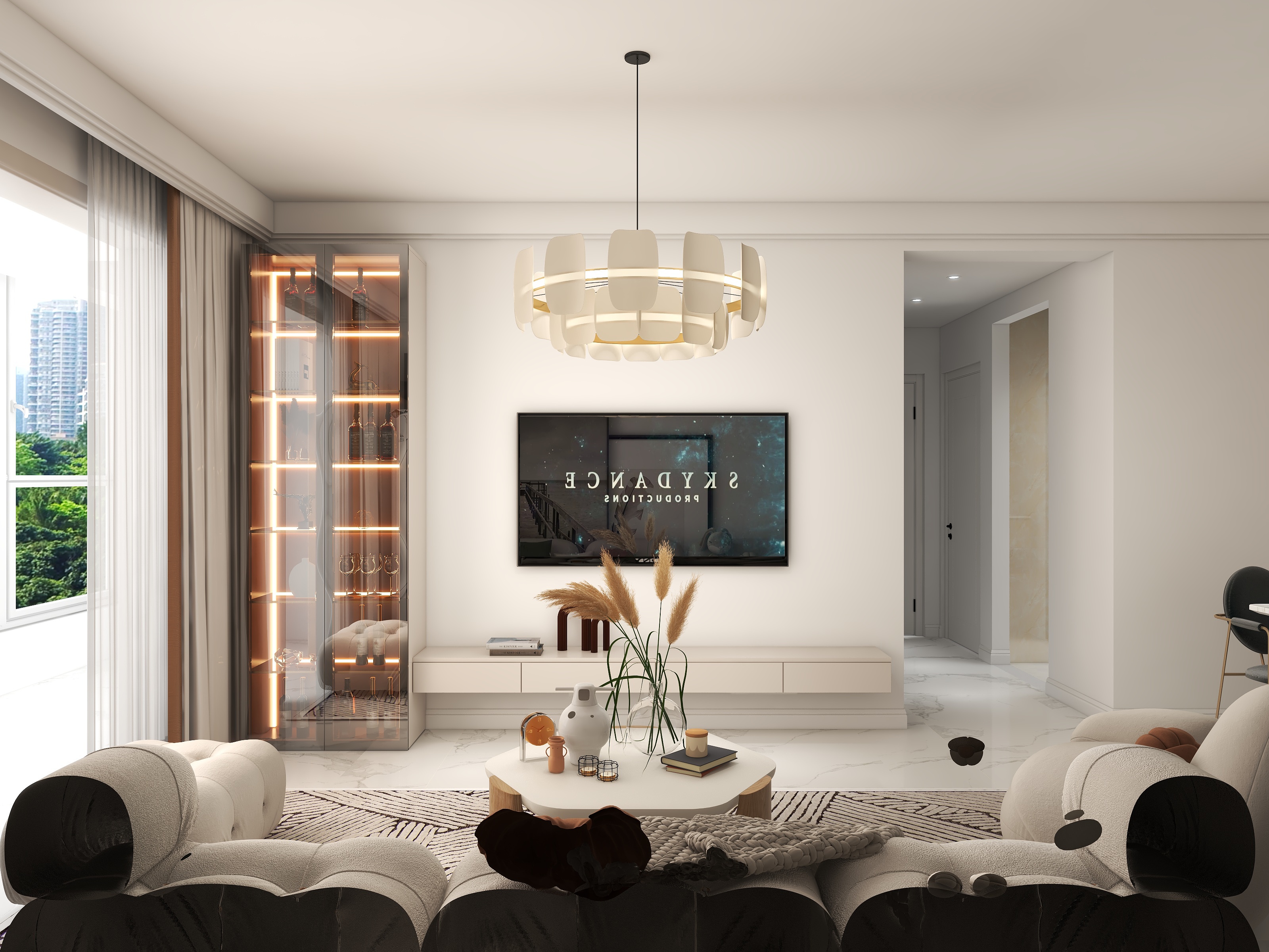 青筑壹舍朱设计-现代简约客餐厅-装修设计方案