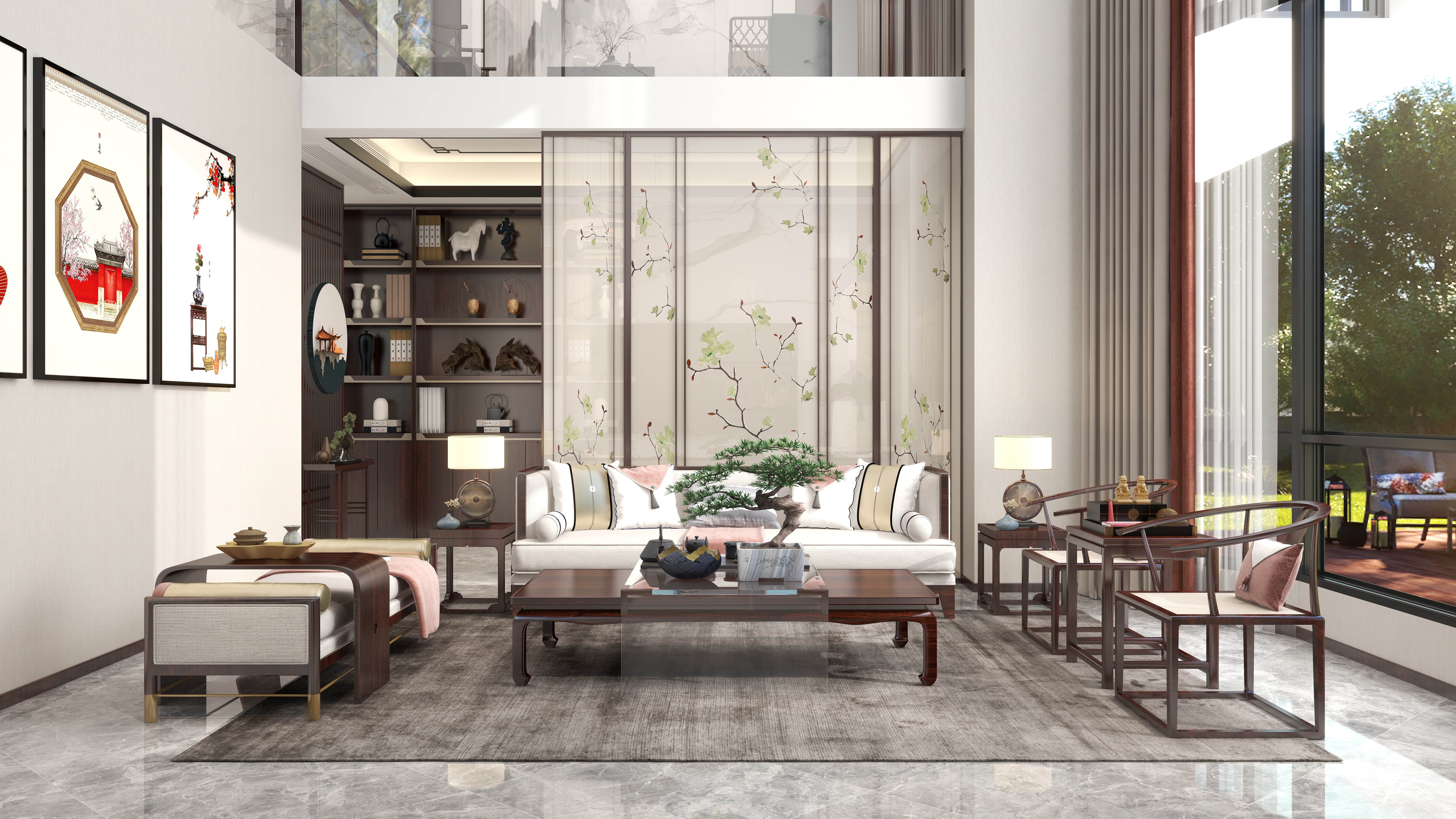 设计师赵响-《游京》新中式风格300平方三层别墅装修效果图