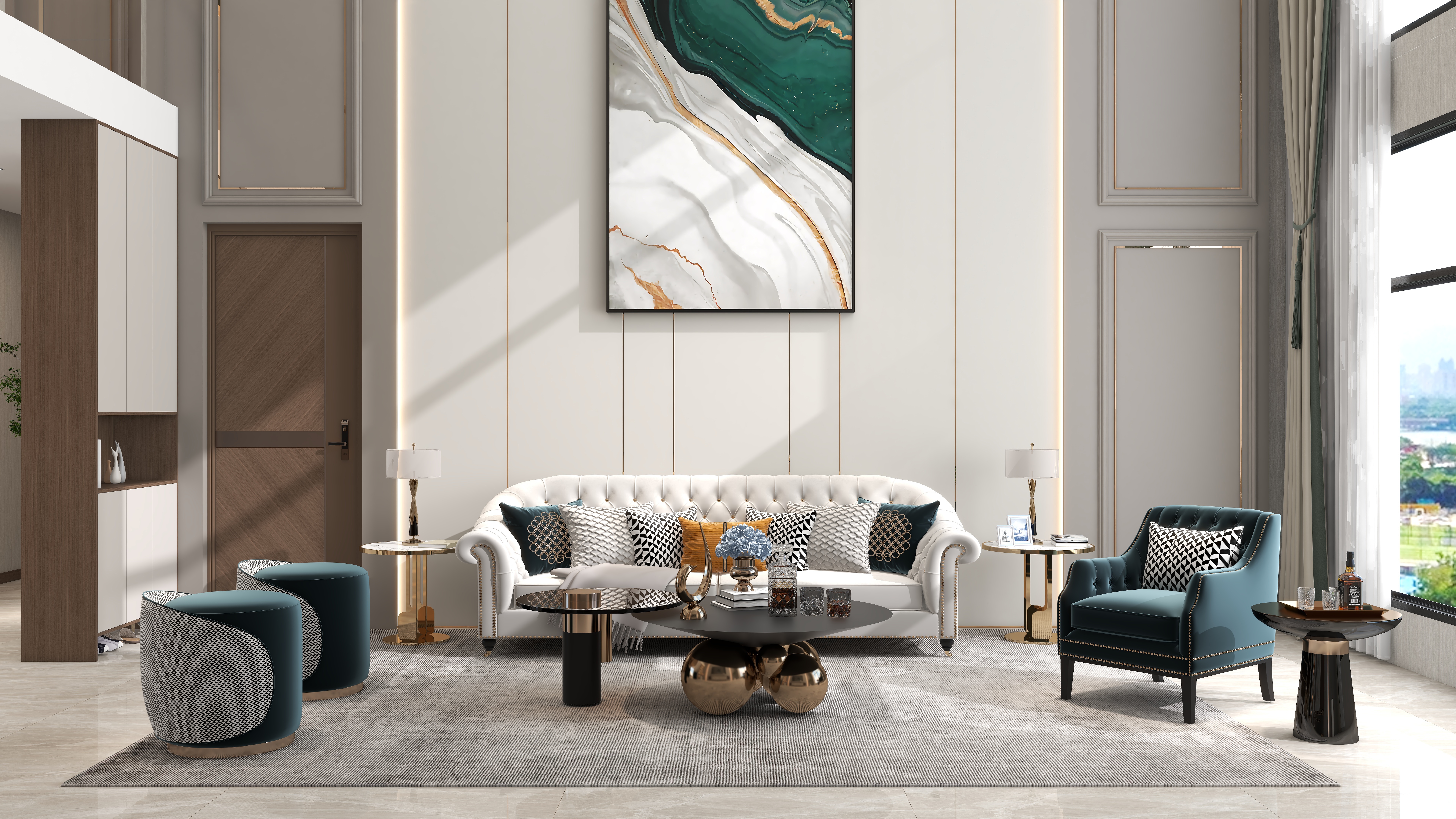 设计师赵响-《 故事还长》轻奢风格353平方二层别墅装修效果图