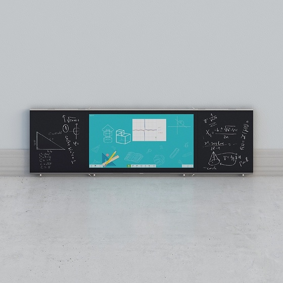 Modern Blue Blackboard 3D Model