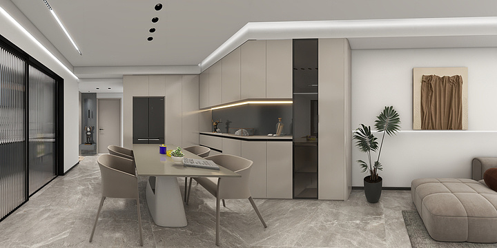 唯优设计丨张工-珠江铂世湾F7-1004谭美女方案设计效果图-电视柜-装修设计方案