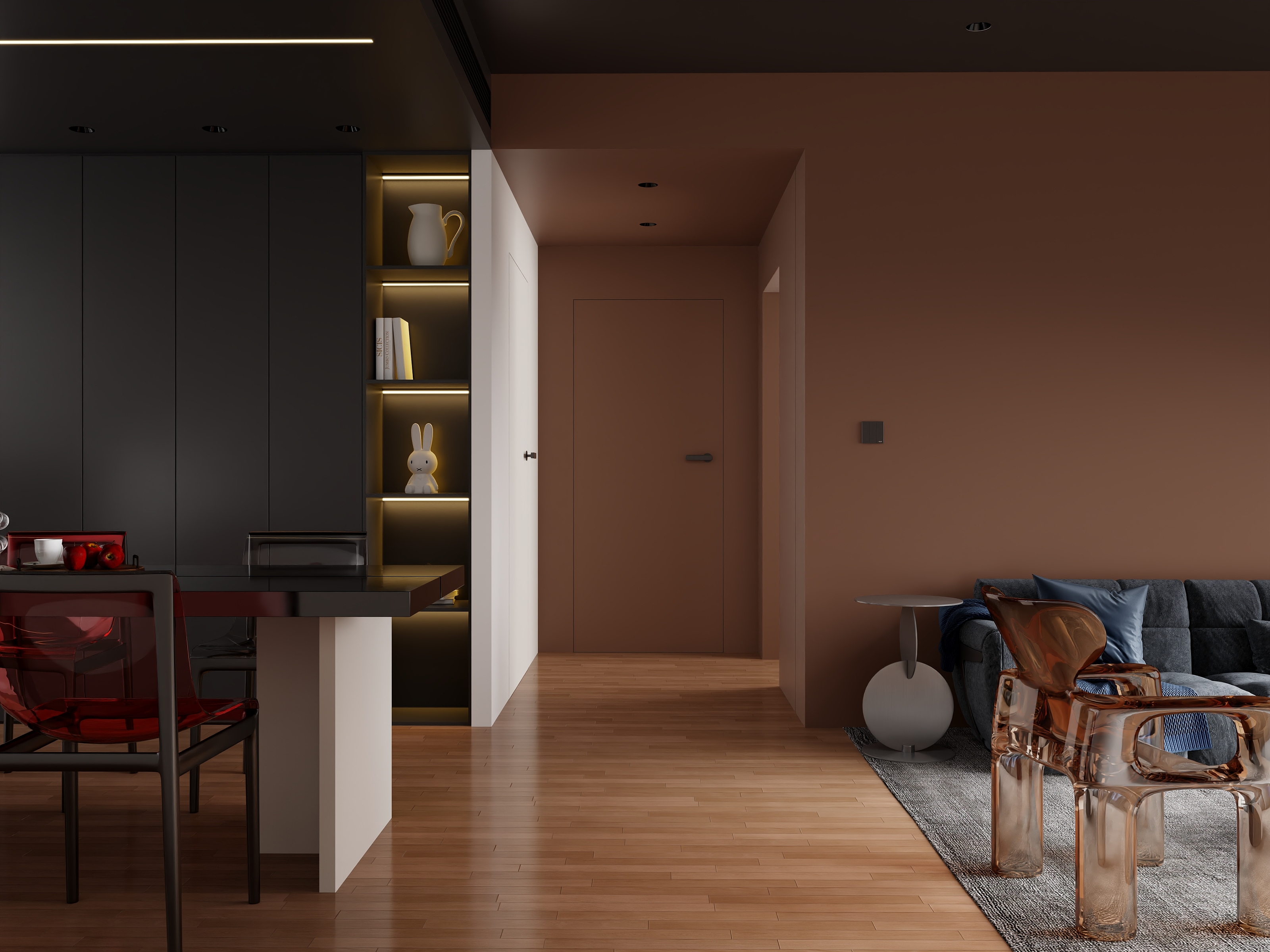 悟道设计-橙色客厅-装修设计方案