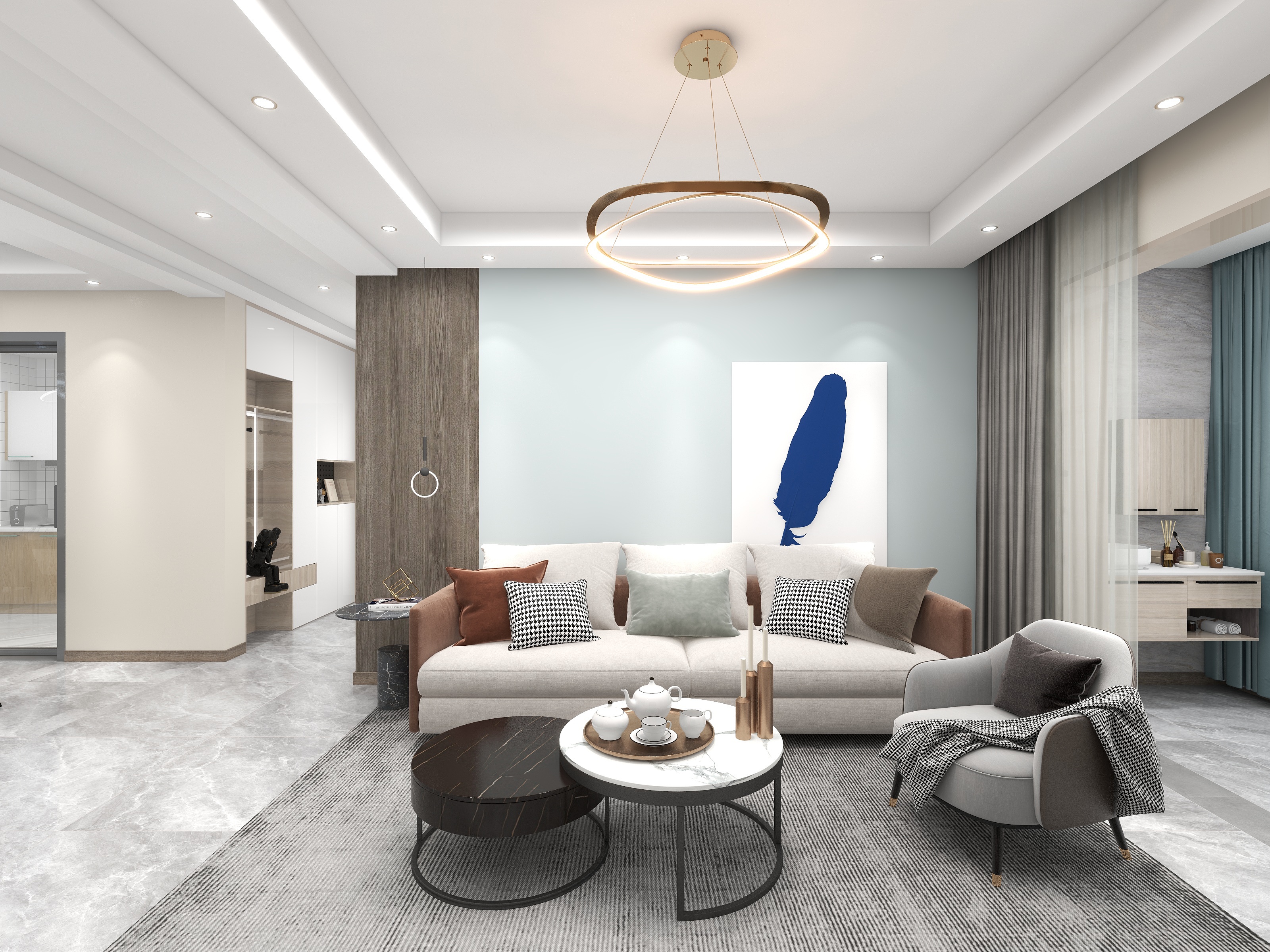 简墨视觉设计-山水印象-简约风113㎡3室-装修设计方案