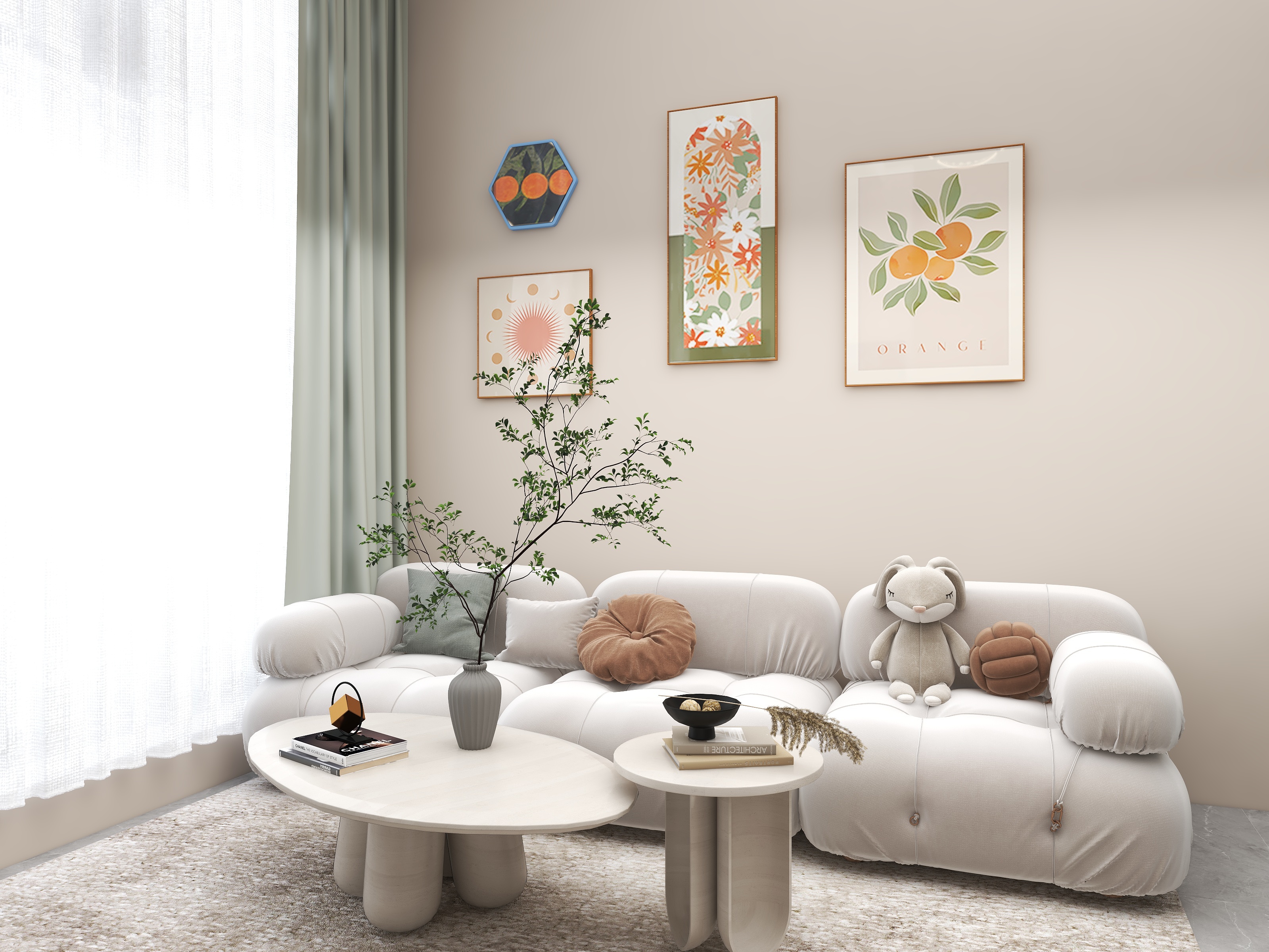 壹诺设计工作室-天街公寓（奶油风）装修效果图