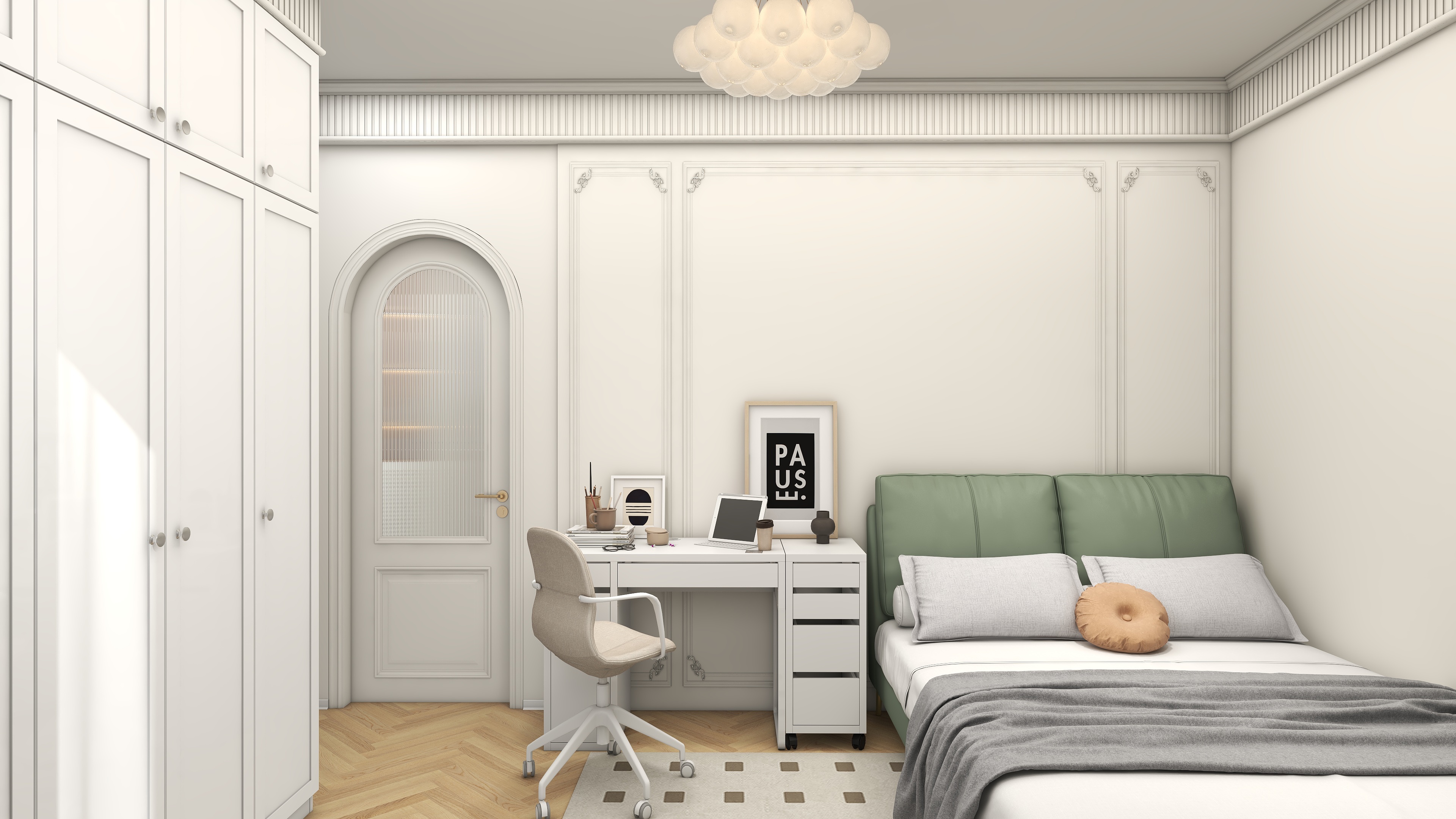 设计师言色-52平米老破小爆改法式奶油风装修效果图