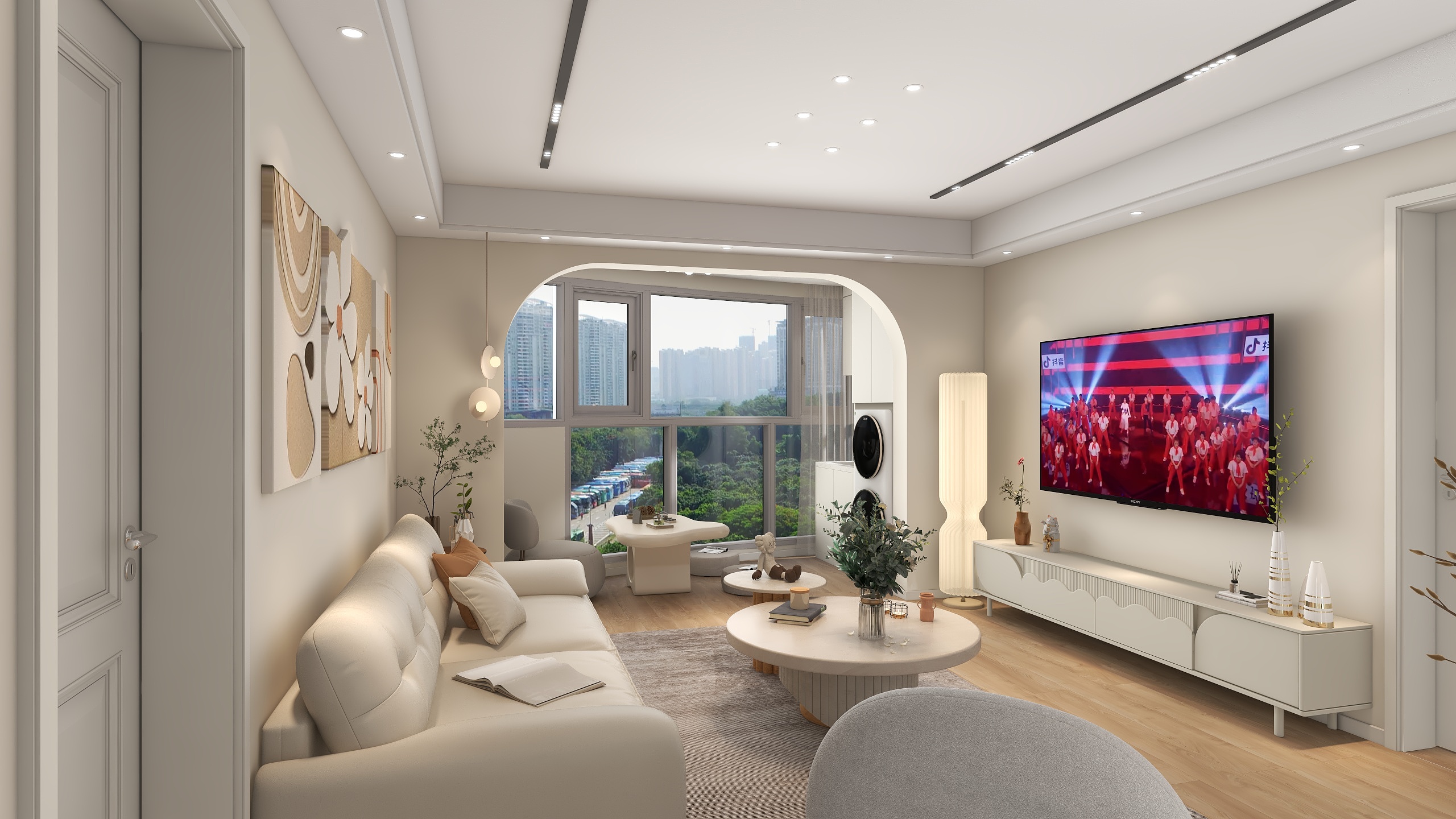 一家设计施工-滨江滨文苑奶油风-装修设计方案