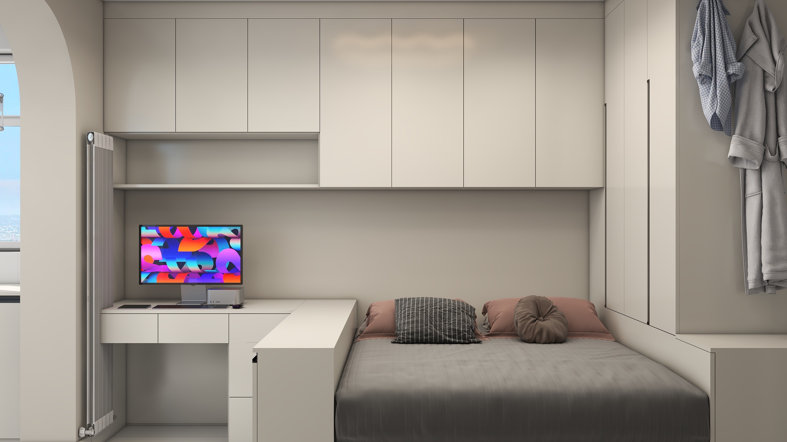 李青越-65平现代奶油一居室装修效果图