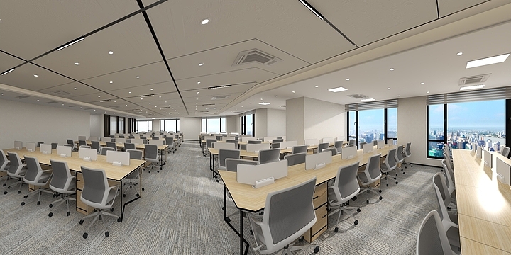 张海杰-利和38楼办公室效果图-4.20.南边前台-装修设计方案